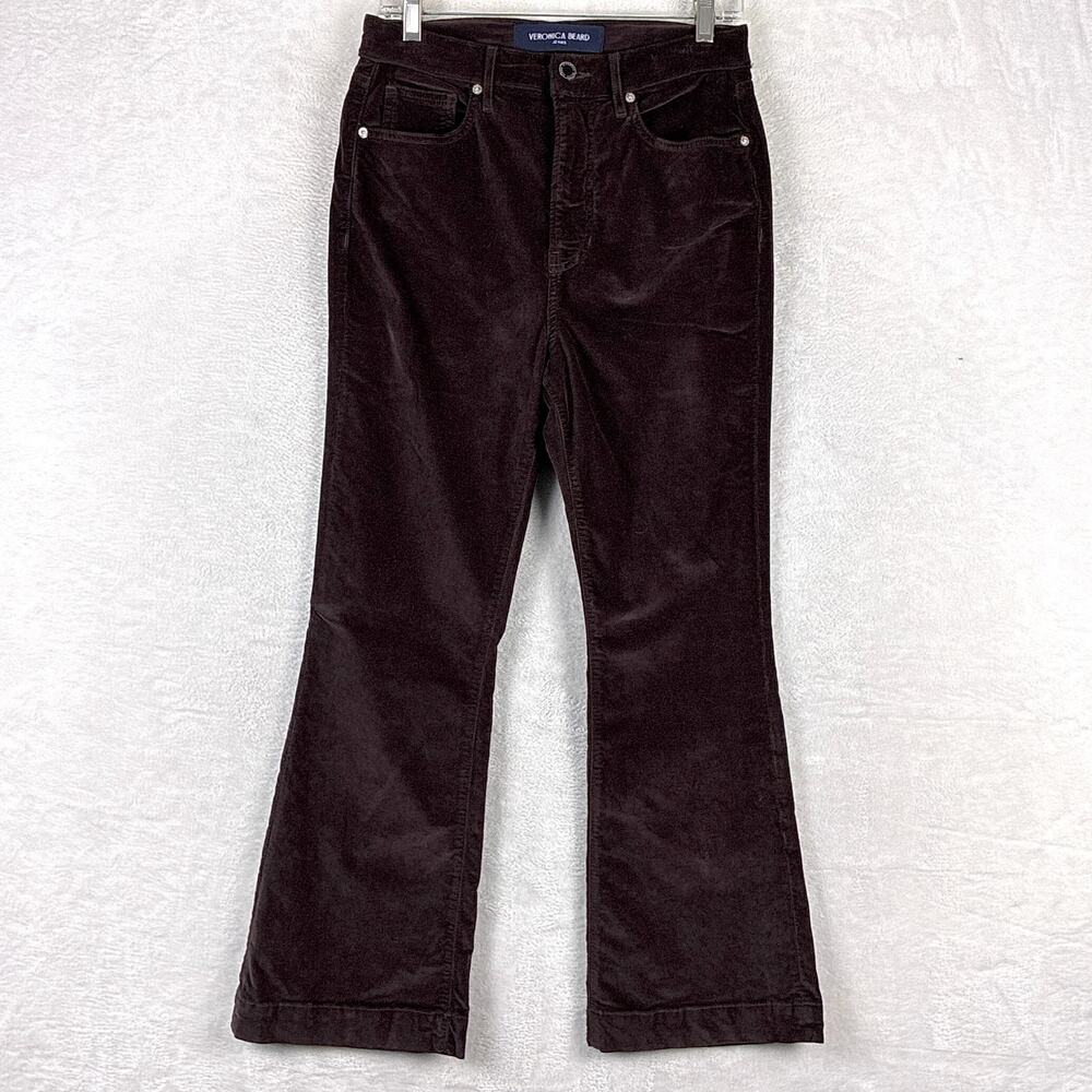Veronica Beard Pants Womens 29 Brown Carson Ankle Flare Velour Velvet Preppy USA